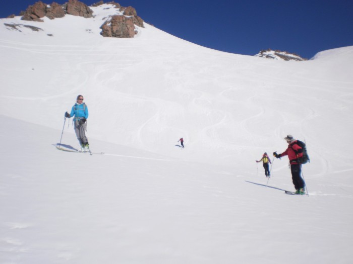 Great corn skiing on the western Liebig range